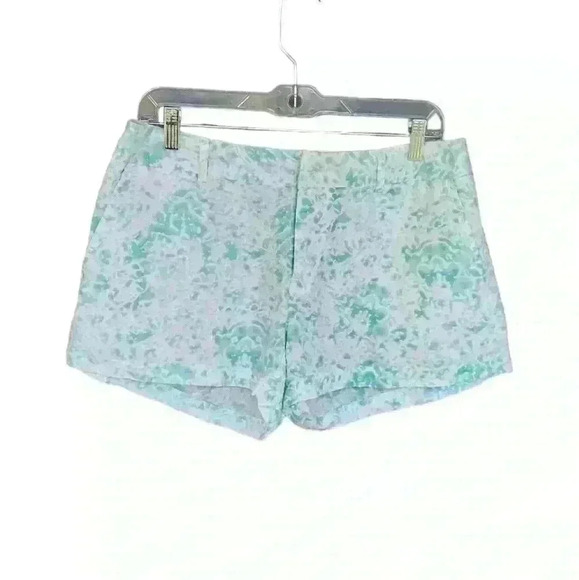 Valerie Bertinelli Turquoise and White Linen Shorts - Picture 1 of 7